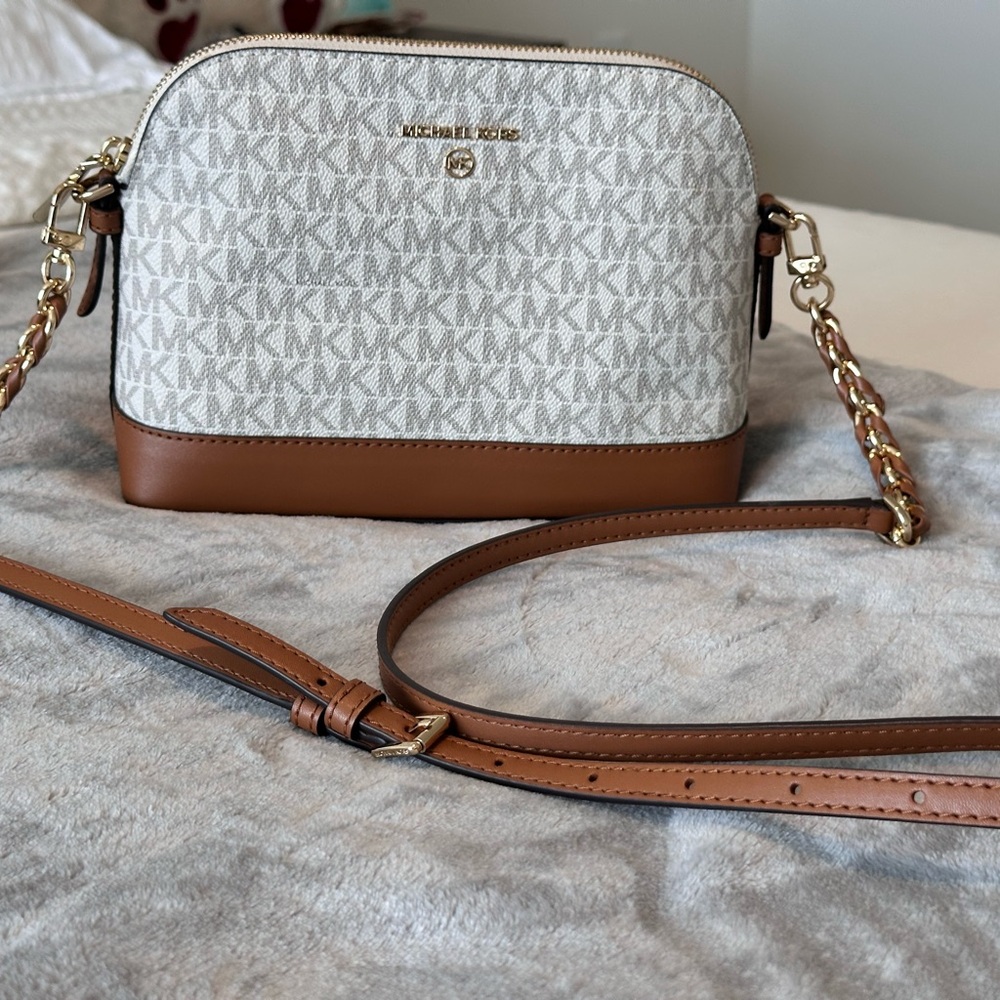 Michael Kors Brown and Cream Crossbody Bag